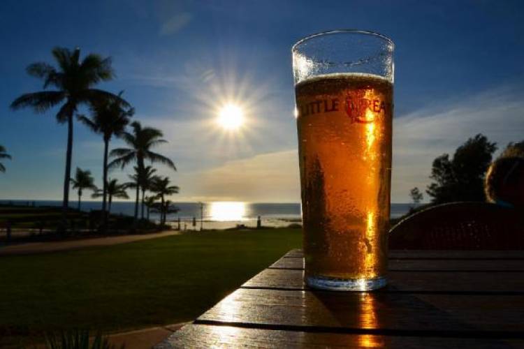 Sunset with a pint of beer 